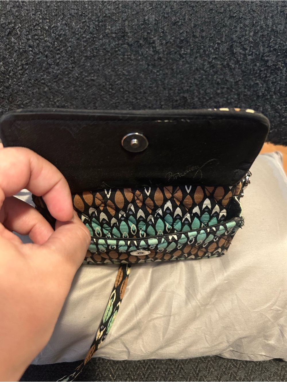 Vera Bradley Mint and Brown Quilted Crossbody Wallet Purse - Picture 7 of 7